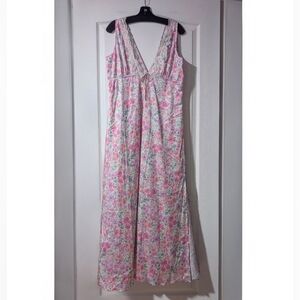 Kilo Brava | Deep V Bias Satin Maxi Dress In Watercolor Floral